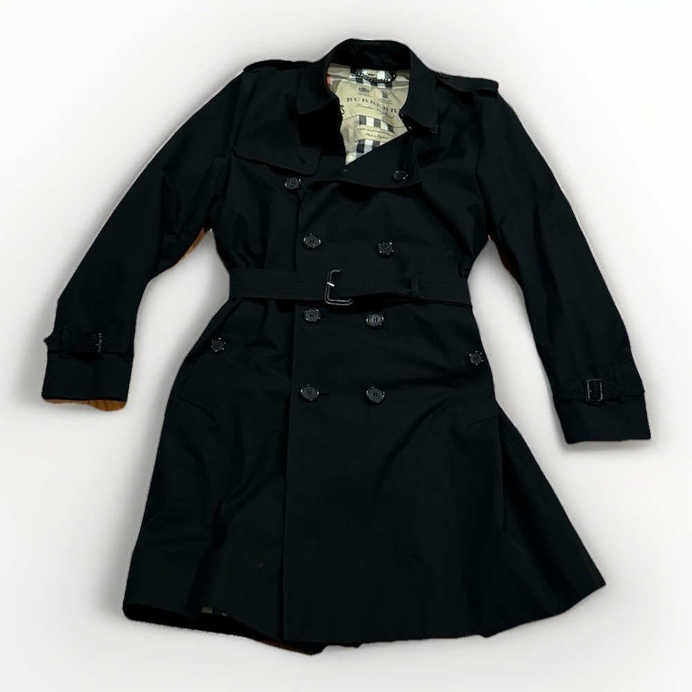 Burberry Sandringham Trench Coat Black Nova Mens 52 Long Made England Excellent